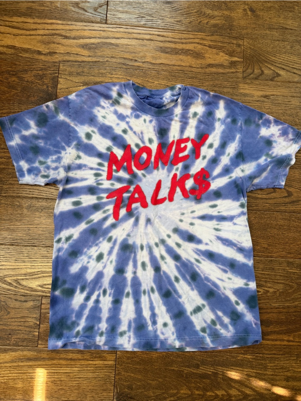 Mens AC/DC Money Talks Tie Dyed Shirt - Purple Black White Red T-Shirt Size L